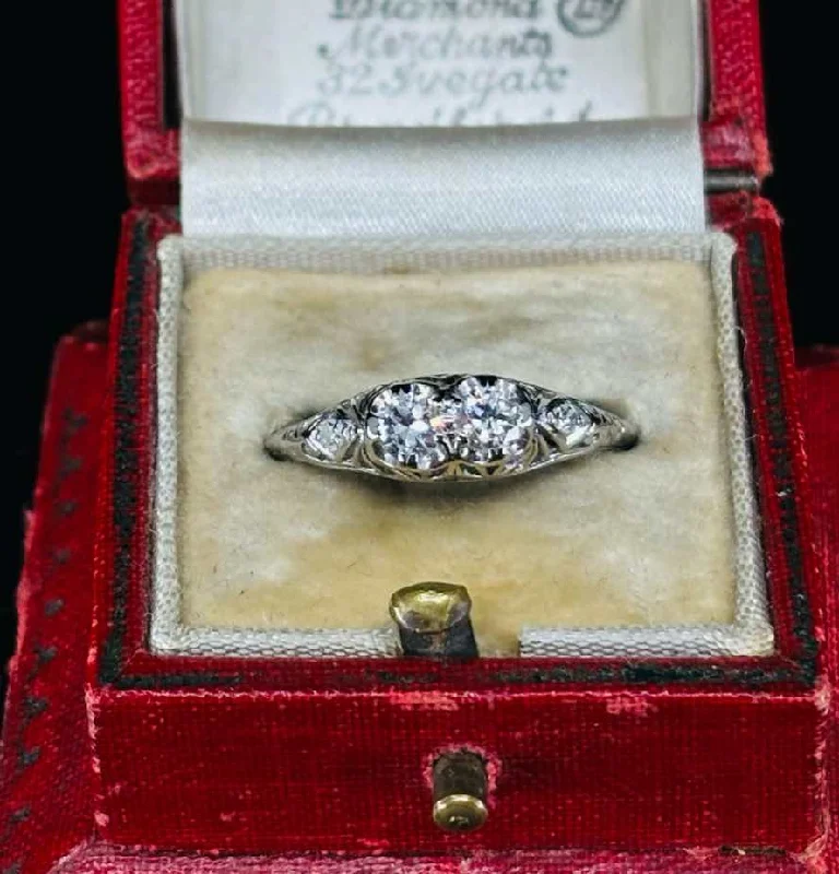 1920s Diamond Pierced Openwork Ring