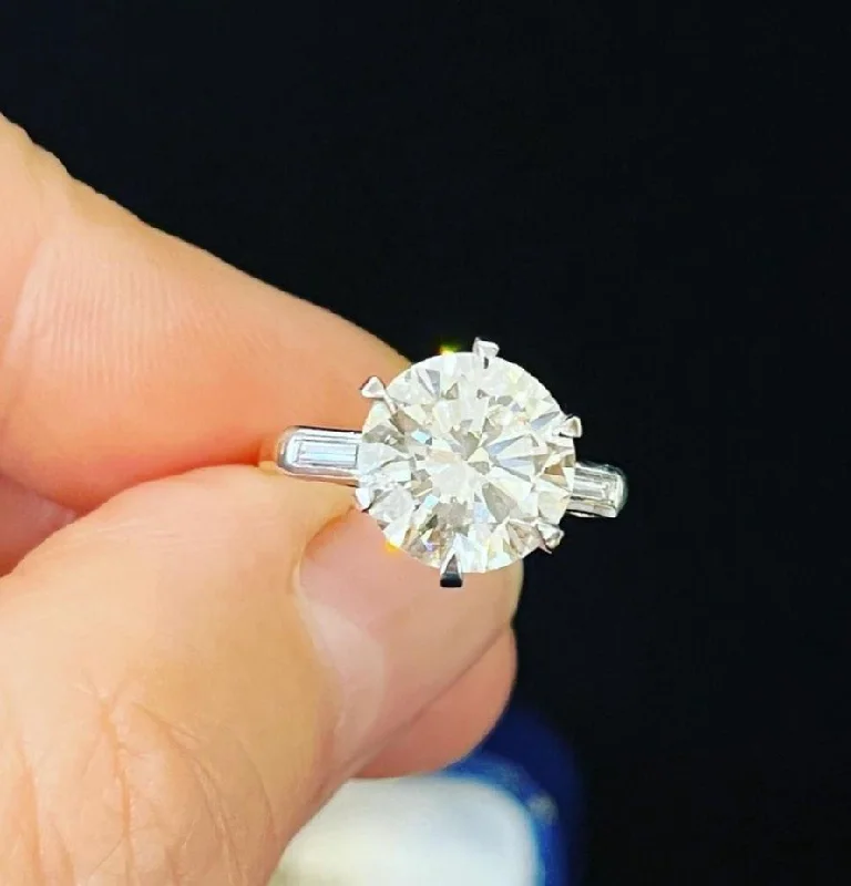 1950s 3.51ct Round Brilliant Cut Diamond Ring