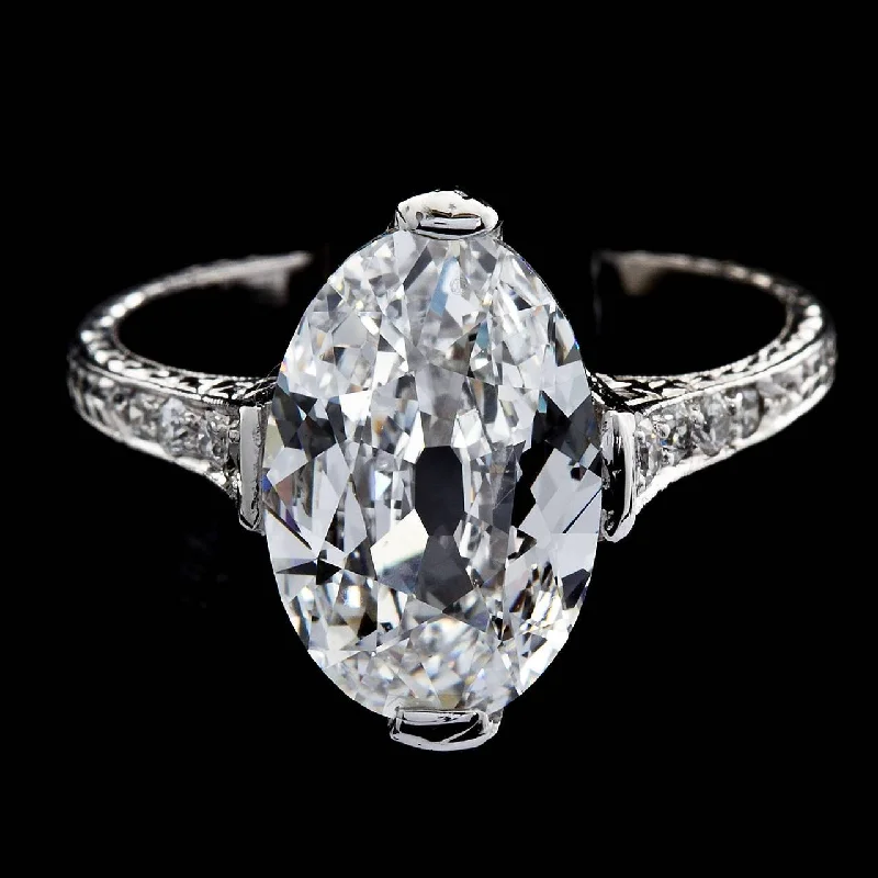 Antique Oval Diamond 3.18 Carat D-IF Platinum Ring Type 2a GIA Certified