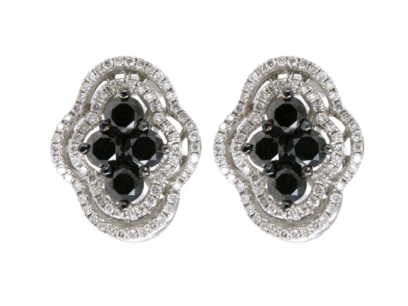 Black Diamond Earrings (Black Diamond 1.68 cts. White Diamond 0.59 cts.)