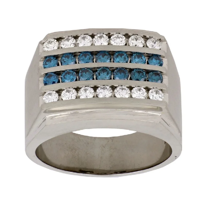 Blue Diamond Men's Ring (Blue Diamond 1.2 cts. White Diamond 1.15 cts.)