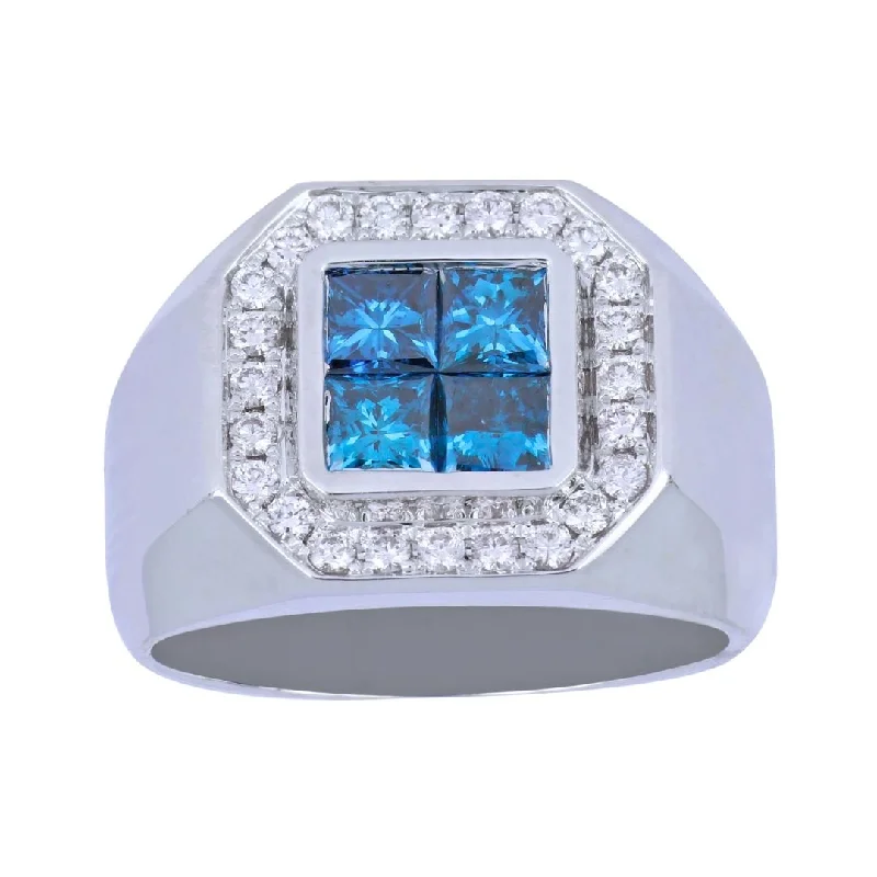 Blue Diamond Men's Ring (Blue Diamond 2.11 cts. White Diamond Included cts.)