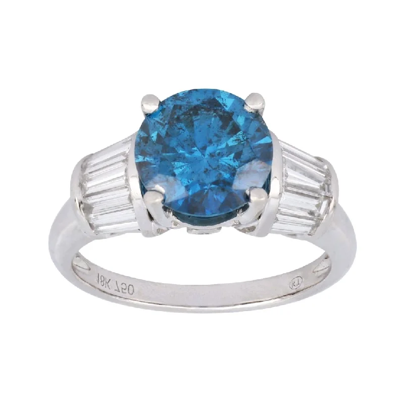 Blue Diamond Ring (Blue Diamond 3.01 cts. White Diamond 0.91 cts.)