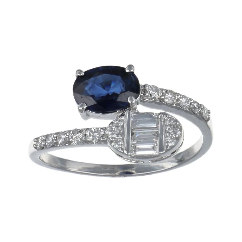 Blue Sapphire Ring (Blue Sapphire 1.13 cts. White Diamond 0.38 cts. White Diamond Included cts.)