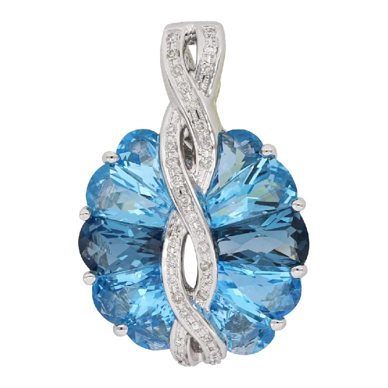 Blue Topaz Pendant (Blue Topaz 6.45 cts. London Blue Topaz 1.61 cts. White Diamond 0.16 cts.