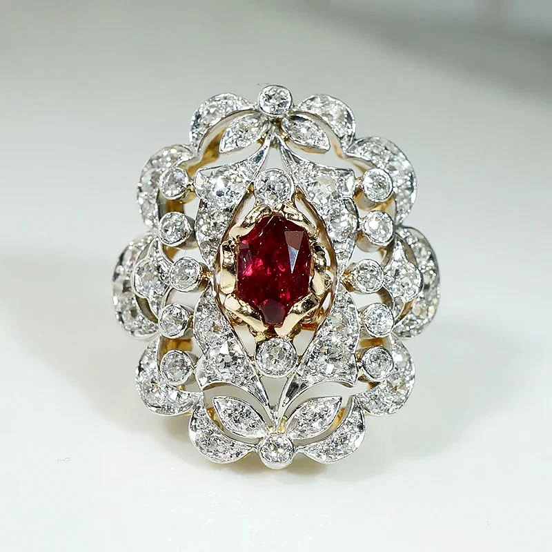 Breathtaking Belle Époque Ruby & Diamond Statement Ring