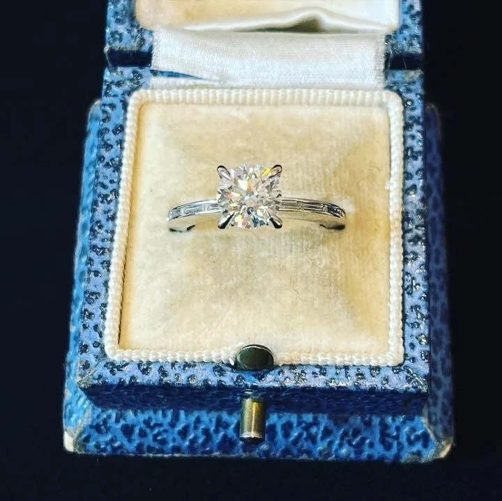 Brilliant Cut 1.30ct Diamond and Sapphire Engagement Ring