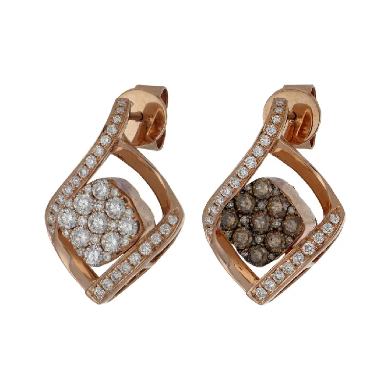 Brown Diamond Earrings (Brown Diamond 0.93 cts. White Diamond 1.12 cts.)