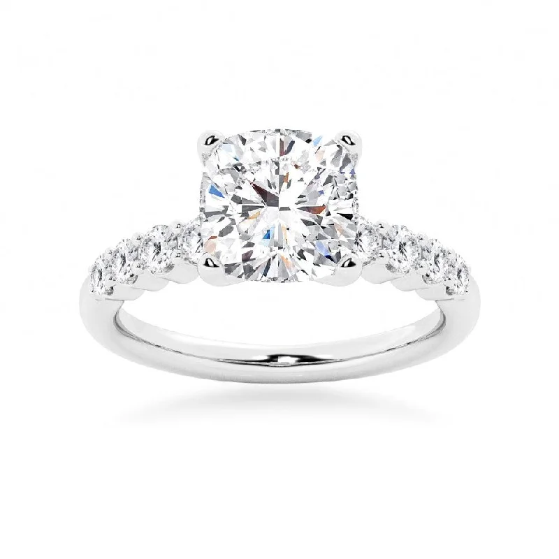 Classic Shared-Prong Cushion Cut Engagement Ring