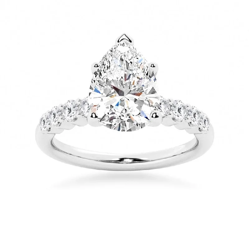 Classic Shared-Prong Pear Shaped Engagement Ring