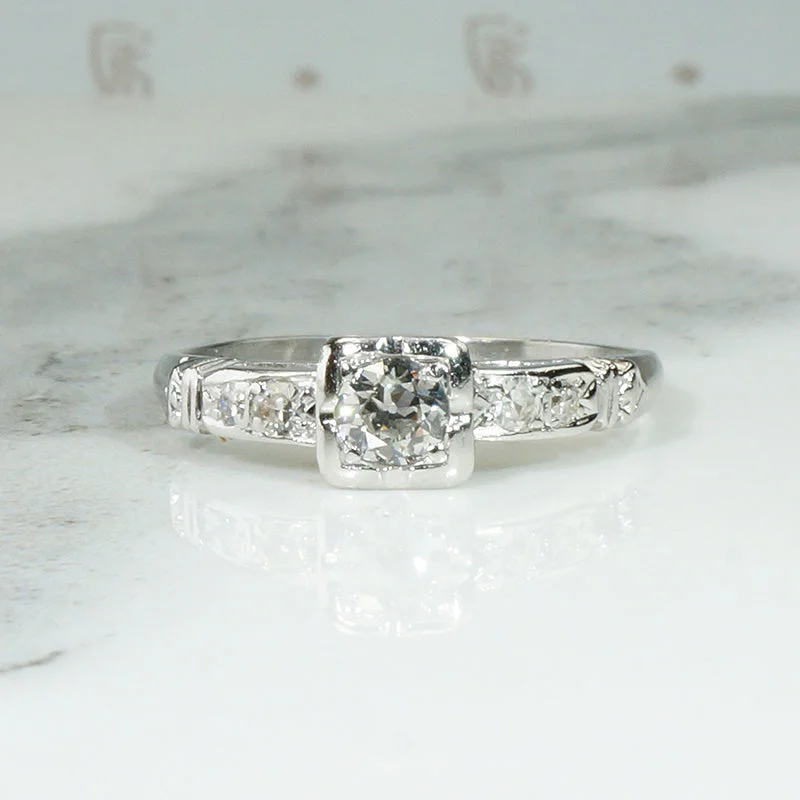 Elegant Old European Cut Diamond & Platinum Engagement Ring