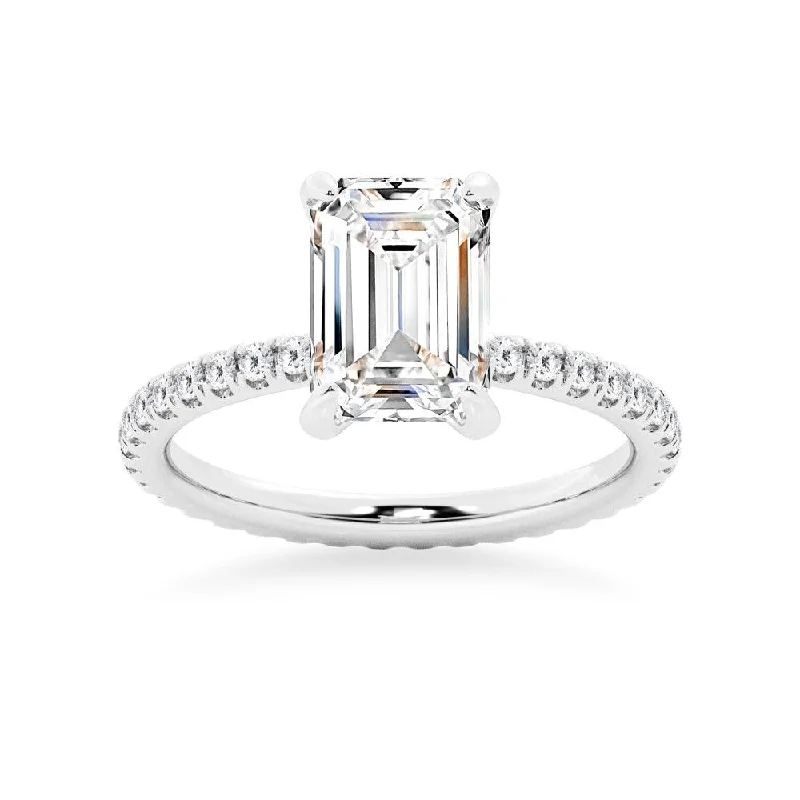 Emerald Cut Engagement Ring With Eternity Pave Band