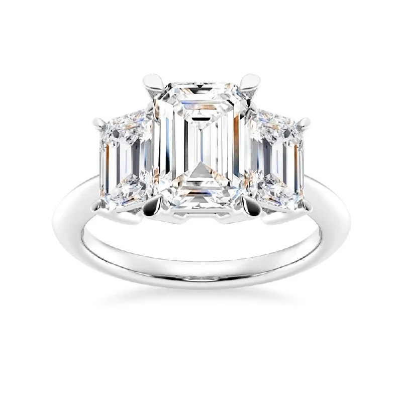 Emerald Cut Three Stone Engagement Ring