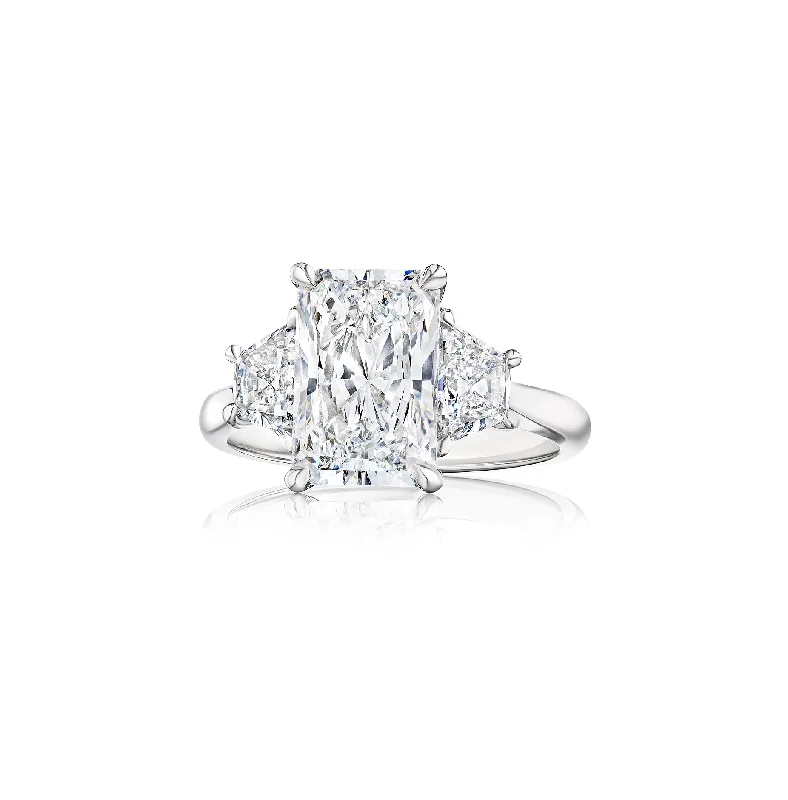 Fink's Exclusive Radiant Cut Diamond Engagement Ring with Trapezoid Side Diamonds