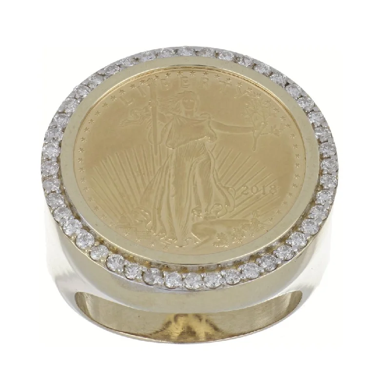 Gold Men's Ring (White Diamond 0.79 cts.)