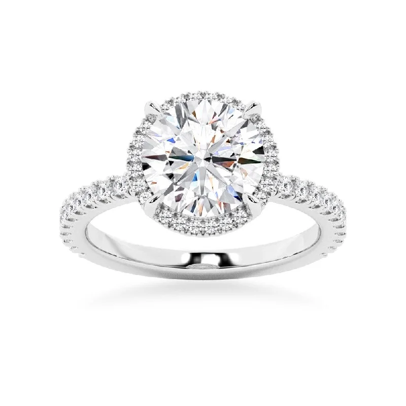 Half Eternity Round Cut Halo Engagement Ring