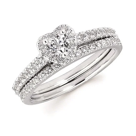 Heart Shape And Round Diamond Halo Ring