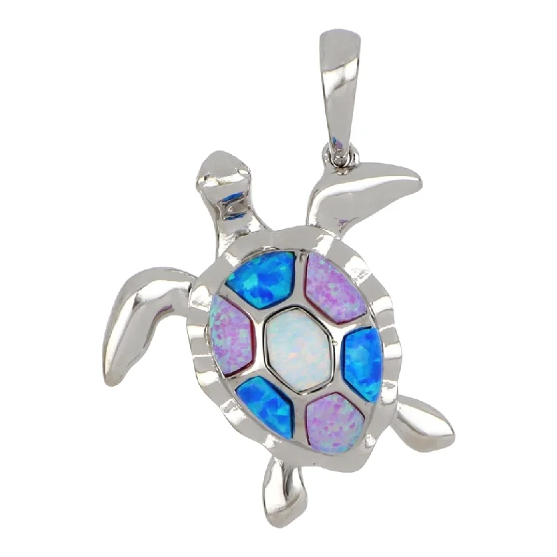 Inlay Opal Mini Turtle Pendant