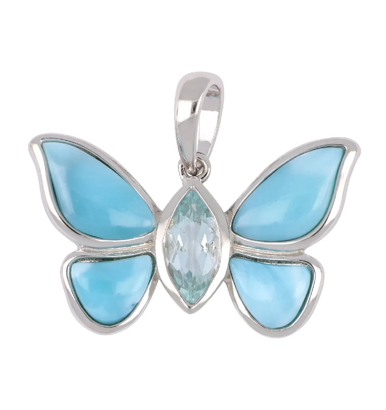 Larimar Ladies Butterfly Pendant (Larimar Cubic Zirconia)