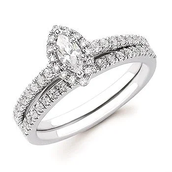 Marquise Center Round Diamond Halo Ring