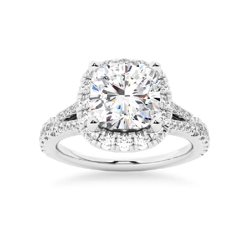 NEW Cushion Cut Split-Shank Halo Engagement Ring