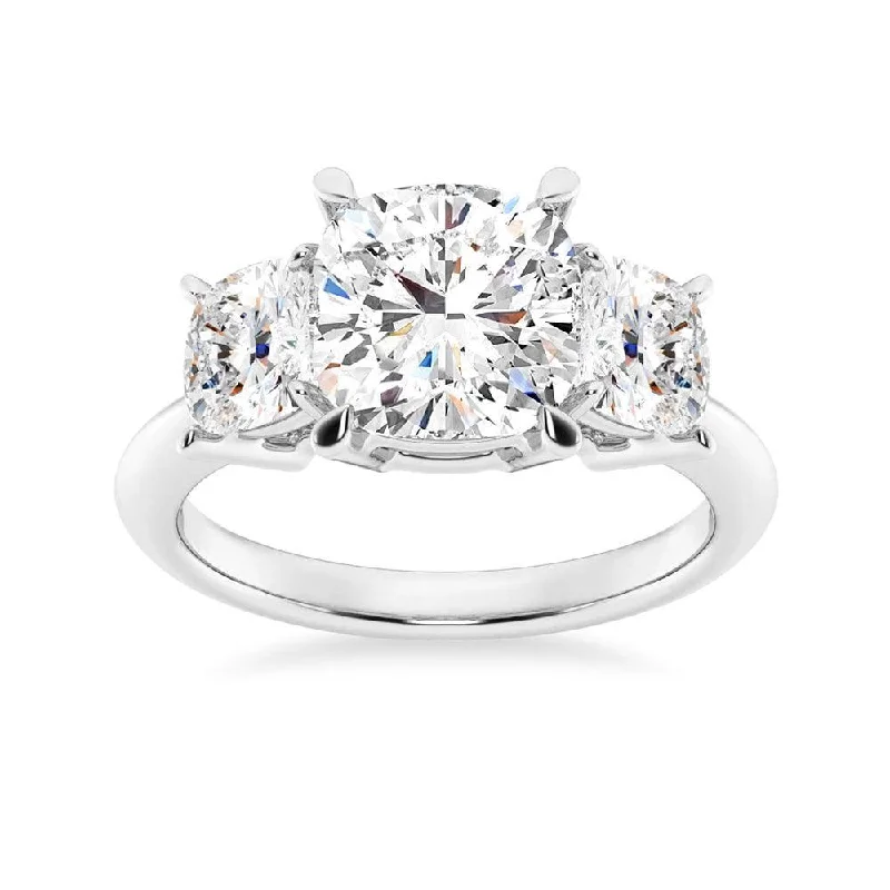 NEW Cushion Cut Three Stone Engagement Ring