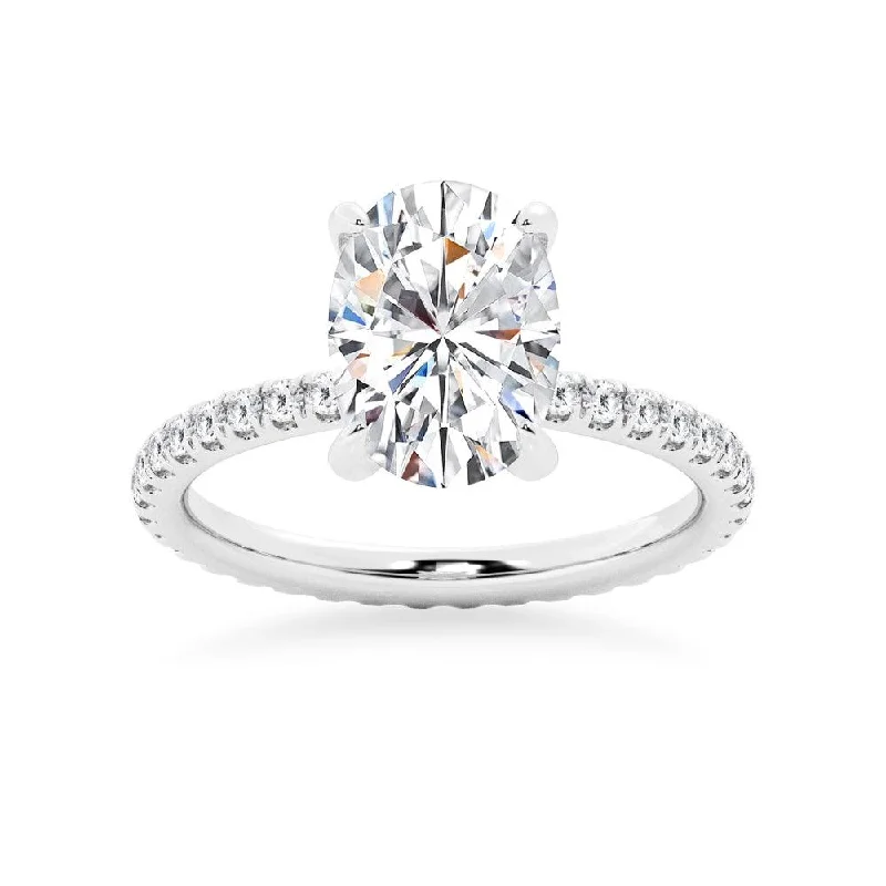 Oval Cut Engagement Ring With Eternity Pave Band