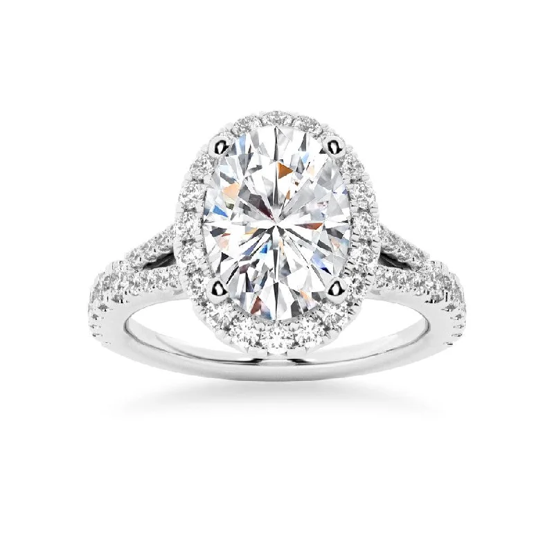 Oval Cut Split-Shank Halo Engagement Ring