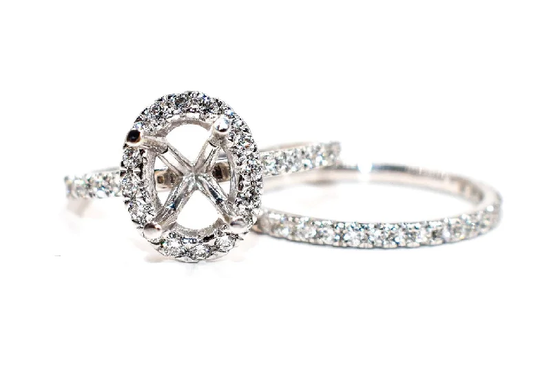 Oval Halo Wedding Set