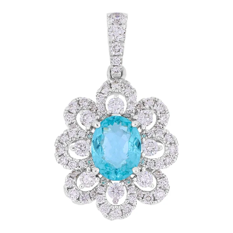 Paraiba Tourmaline Pendant (Paraiba Tourmaline 1.01 cts. White Diamond 0.71 cts.)