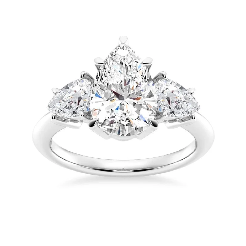 Pear Shaped Three Stone Engagement Ring