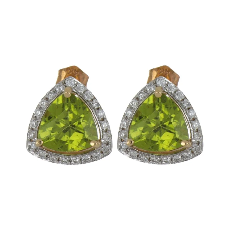 Peridot Earrings (Peridot 3.94 cts. White Diamond 0.35 cts.)