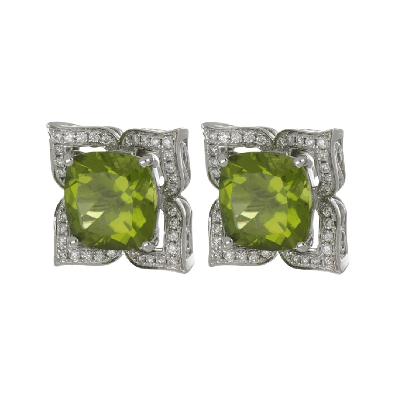 Peridot Earrings (Peridot 9.12 cts. White Diamond 0.42 cts.)