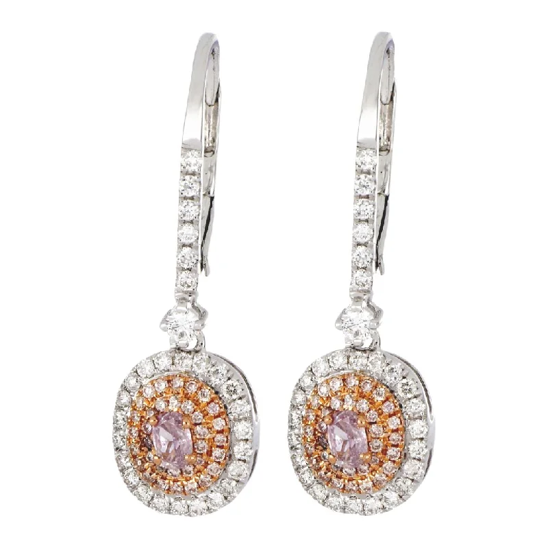 Pink Diamond Earrings (Pink Diamond 0.18 cts. Pink Diamond 0.16 cts. White Diamond 0.42 cts.)