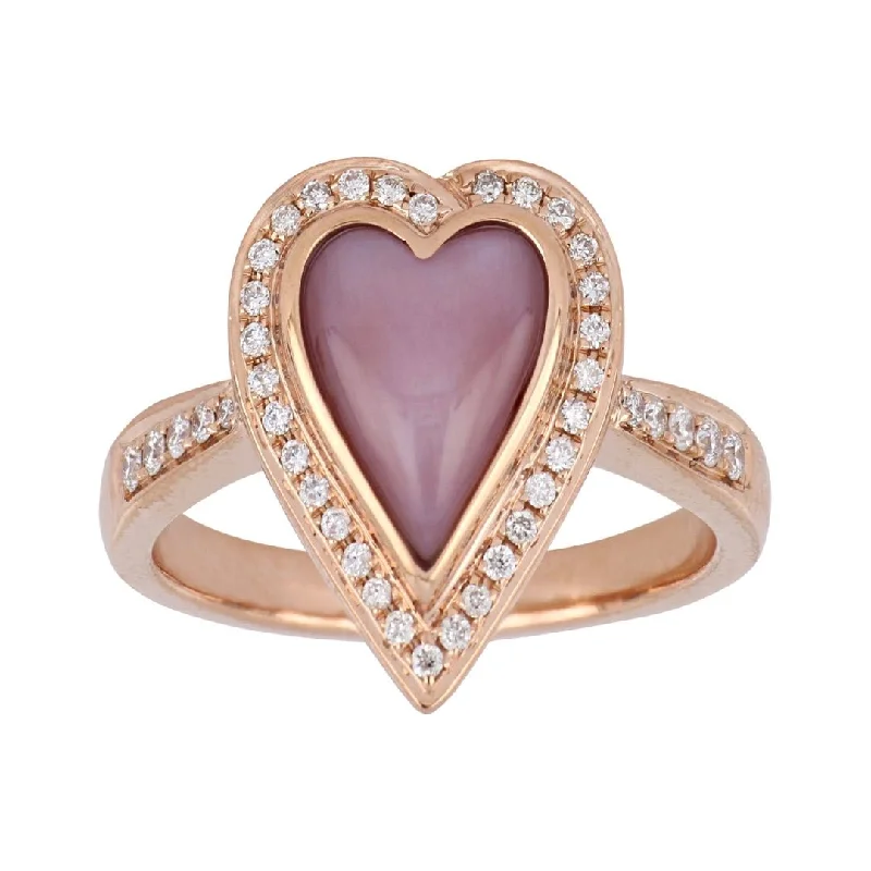 Pink Mother of Pearl Ring (Pink Mother of Pearl White Diamond 0.18 cts.)