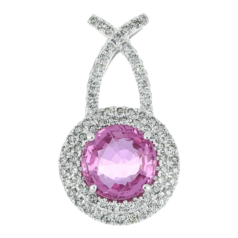 Pink Sapphire Pendant (Pink Sapphire 1.24 cts. White Diamond 0.22 cts.)