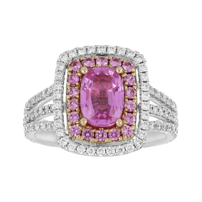 Pink Sapphire Ring (Pink Sapphire 1.82 cts. White Diamond 0.58 cts.)