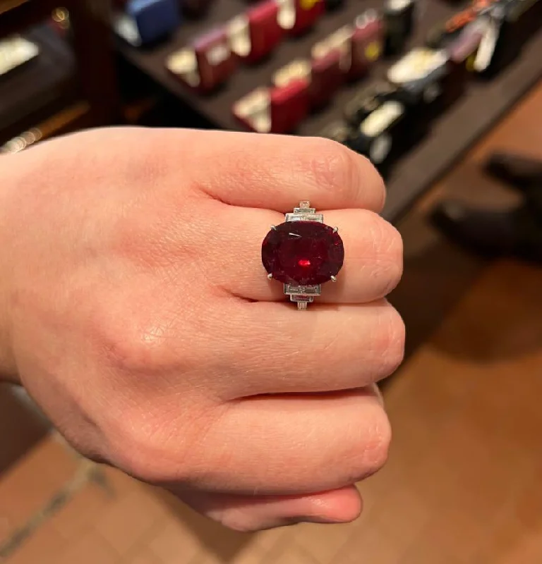 Oval 8.00ct Rubellite and Diamond Ring