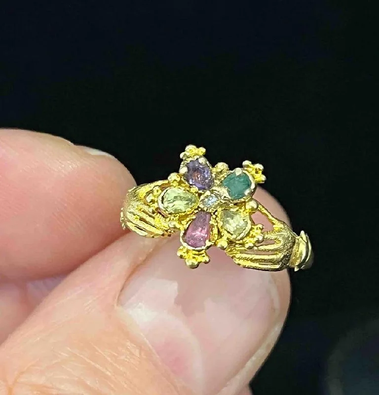 RARE Georgian 18ct Fede 'REGARD' Cluster Ring