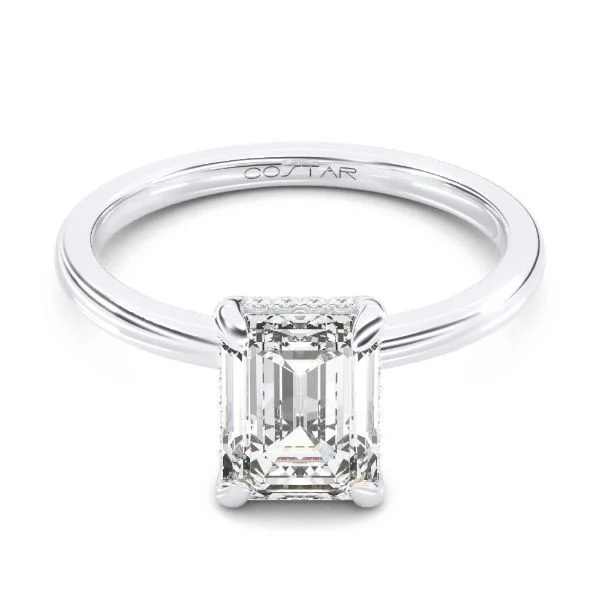 Rectangle Hidden Halo Engagement Ring