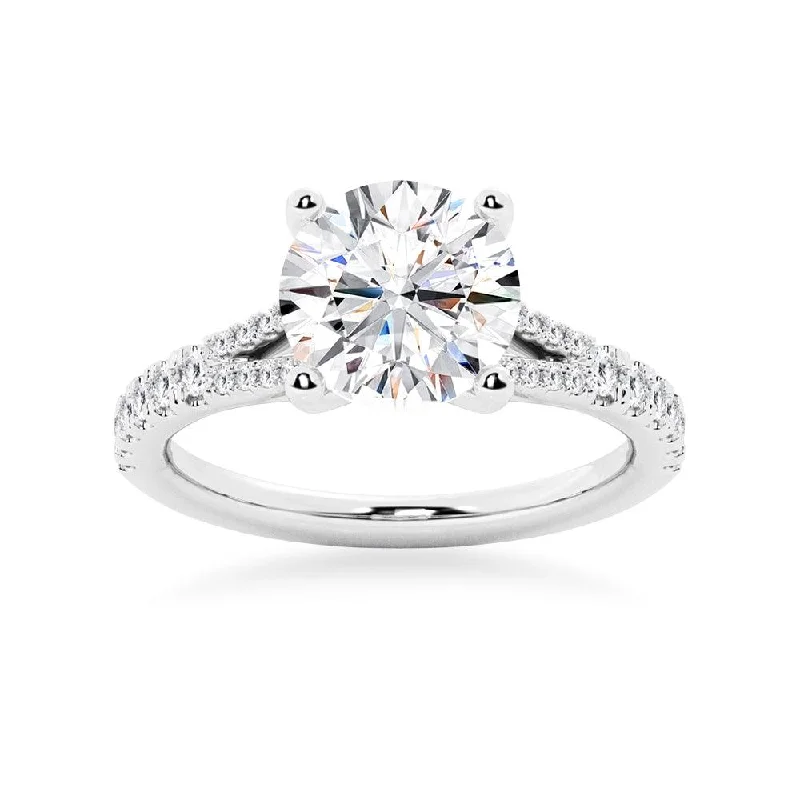 Round Cut Split-Shank Engagement Ring