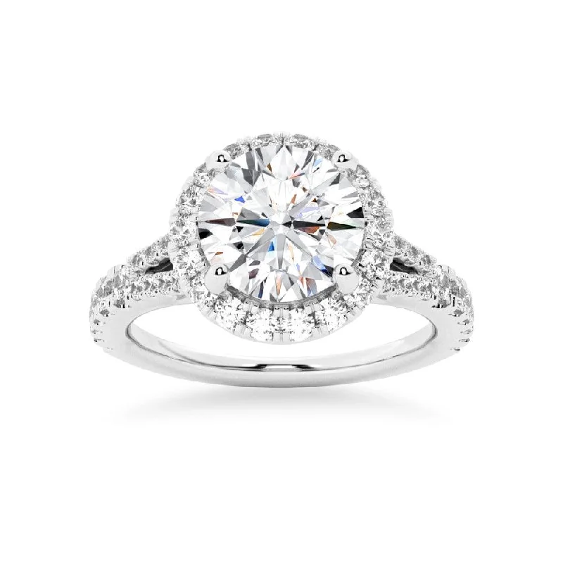 Round Cut Split-Shank Halo Engagement Ring