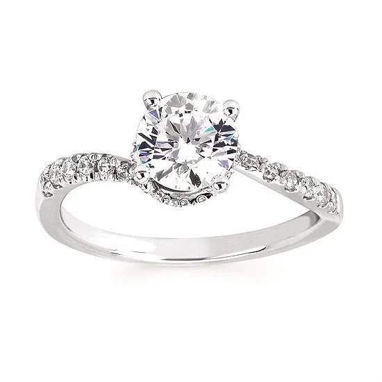 Round Diamond Bypass Band Engagement Ring