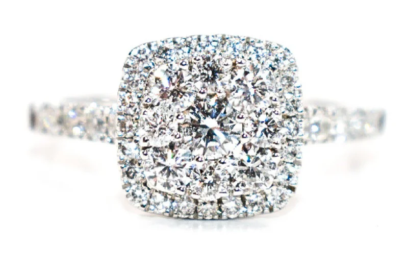 Round Diamond Cushion Cluster Ring