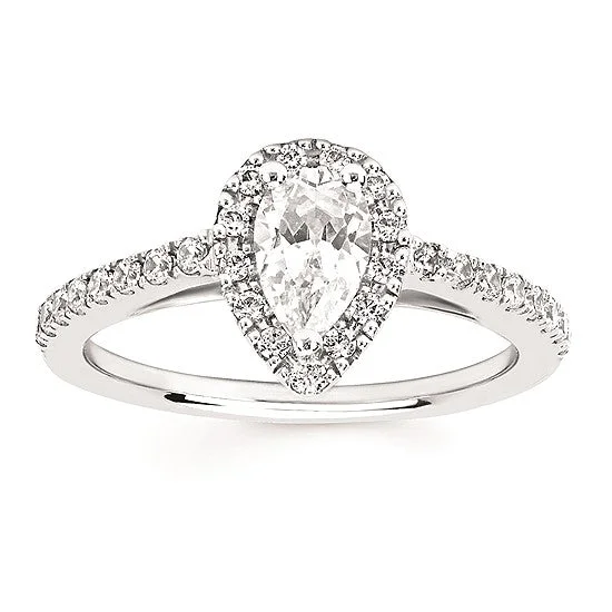 Round Diamond Pear Halo Engagement Ring