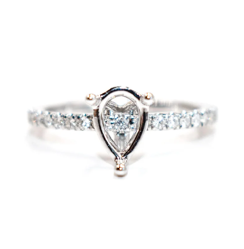 Round Diamond Pear Hidden Halo Engagement Ring