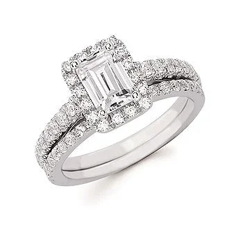 Round Diamond Rectangle Halo Engagement Ring