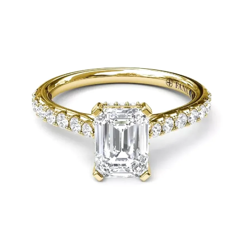 Round Diamond Rectangle Hidden Halo Engagement Ring