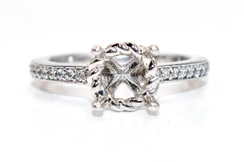 Round Diamond Rope Halo Engagement Ring