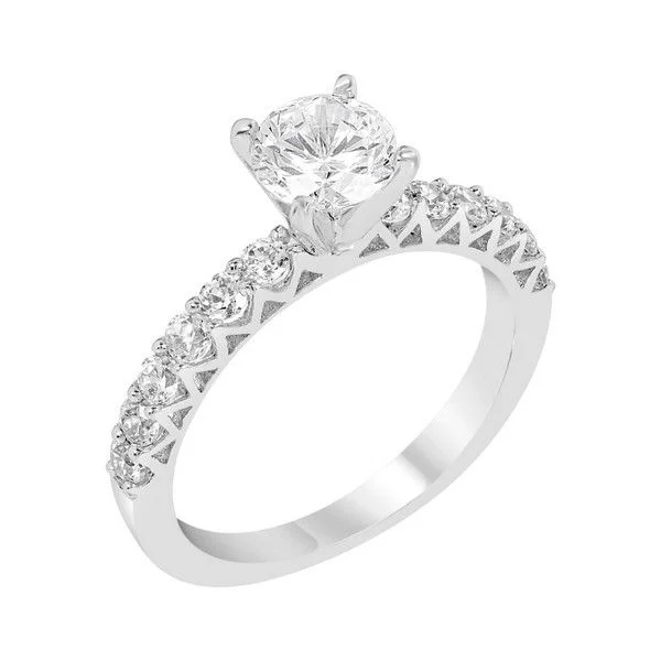 Round Diamond U-Cut Engagement Ring